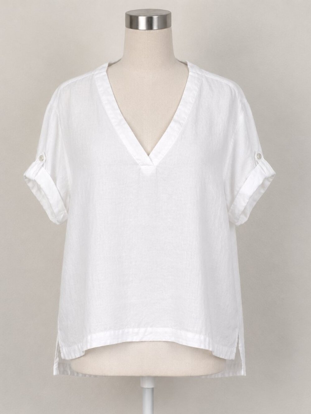 Isaac Mizrahi New York White Linen Top Sz M